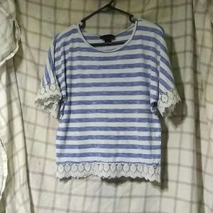 Blue and white striped top